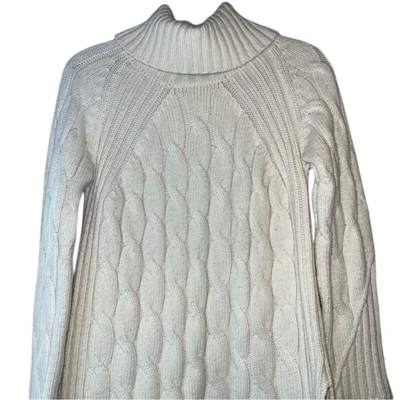 Cremieux Ladies Chunky Ivory Cable Knit Cowlneck Sweater, Size Small - Picture 2 of 5